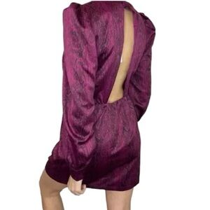 NWT Dynamite pink satin snake print open back mini dress M
